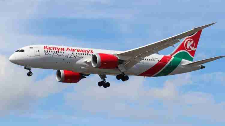 Kenya Airways Flight Returns to Entebbe After Bird Strike Kenya Airways aircraft parked at an airport after emergency return following bird strike