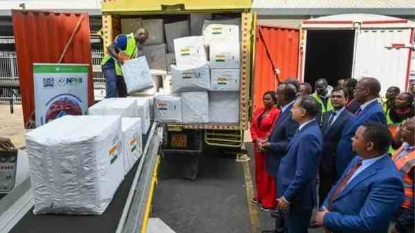 India sends first 4.5 tonnes of Ebola medical supplies to strengthen Kenya’s outbreak preparedness Health Cabinet Secretary Aden Duale receives Ebola medical supplies from India's High Commissioner Dr Adarsh Swaika at JKIA.