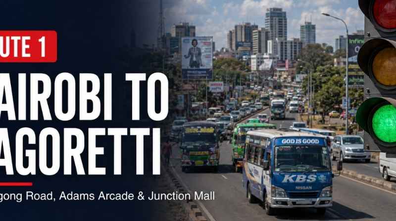 Route 1 Nairobi to Dagoretti: Matatu Stages, Stops and Fare Guide Route 1 matatus travelling from Nairobi to Dagoretti via Ngong Road, Adams Arcade and Junction Mall.