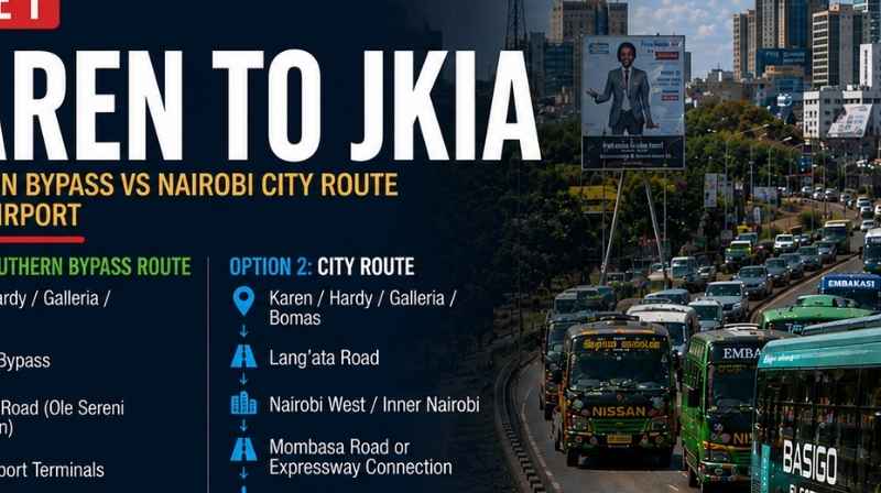 Traffic travelling from the Karen side of Nairobi towards JKIA