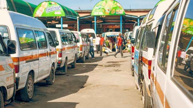 Matatus operated by different SACCOs on Nairobi public transport routes