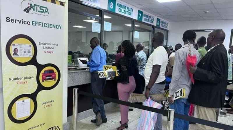 Motorists accessing NTSA number plate collection services in Nairobi